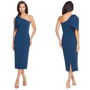 NWT Dress The Population Tiffany One-Shoulder Midi Dress Peacock Blue XXL